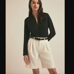 Boden Cream Long Shorts, High Waisted Size 8